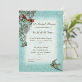 Botanica Wedding Brautparty Einladung - Aqua Blue (Stehend Vorderseite)