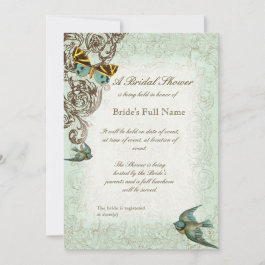 Botanica Wedding Brautparty Einladung - Blue Green (Vorderseite)