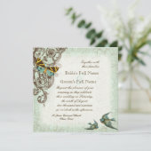 Botanica Wedding Einladung - Blue Green (Stehend Vorderseite)
