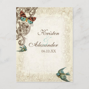 Botanica Wedding Ensemble - Cream Tan Einladungspostkarte