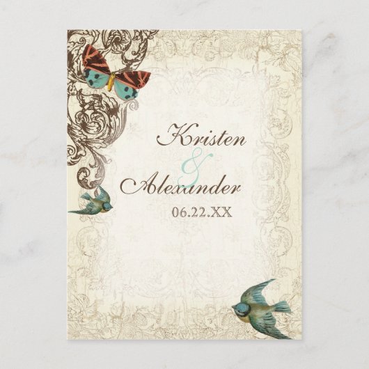 Botanica Wedding Ensemble - Cream Tan Einladungspostkarte (Vorderseite)