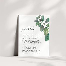 Botanica Wedding Guest Details Card Begleitkarte
