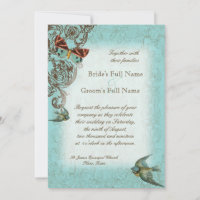 Botanica Wedding Invitation - Aqua Blue