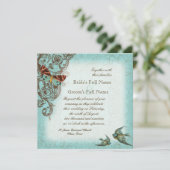 Botanica Wedding Invitation - Aqua Blue Einladung (Stehend Vorderseite)