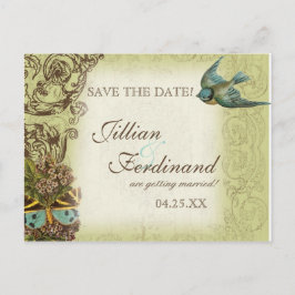 Botanica Wedding Postcard Save the Date - Green Ankündigungspostkarte