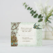 Botanica Wedding RSVP Response Card - Blue Green (Stehend Vorderseite)