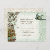 Botanica Wedding RSVP Response Card - Blue Green (Vorne/Hinten)