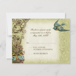 Botanica Wedding RSVP Response Card - Cream Tan Karte