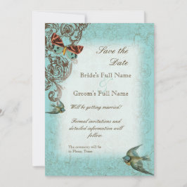 Botanica Wedding Save the Date Invite - Blue Green Einladung