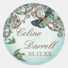 Botanica Wedding Sticker oder Siegel - Aqua Blue
