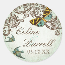 Botanica Wedding Sticker oder Siegel - Aqua Blue