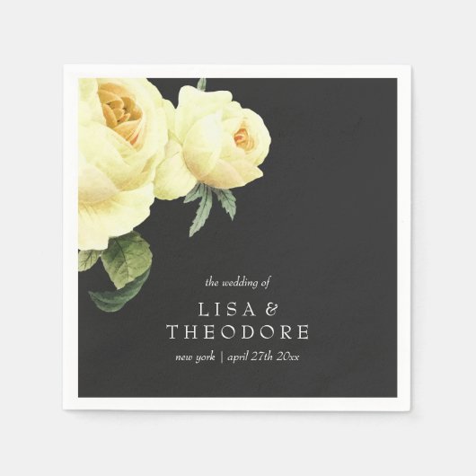 Botanica Yellow Grey Vintage Wedding personalisier Serviette (Vorderseite)