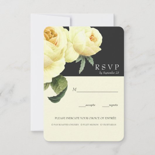 Botanica | Yellow Grey Wedding RSVP Option Einladung (Vorderseite)