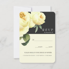 Botanica | Yellow Grey Wedding RSVP Option Einladung