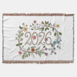 Botanical 2026 Typography with Flowering Vines Decke