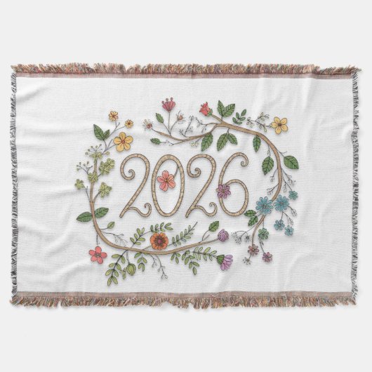 Botanical 2026 Typography with Flowering Vines Decke (Vorderseite)
