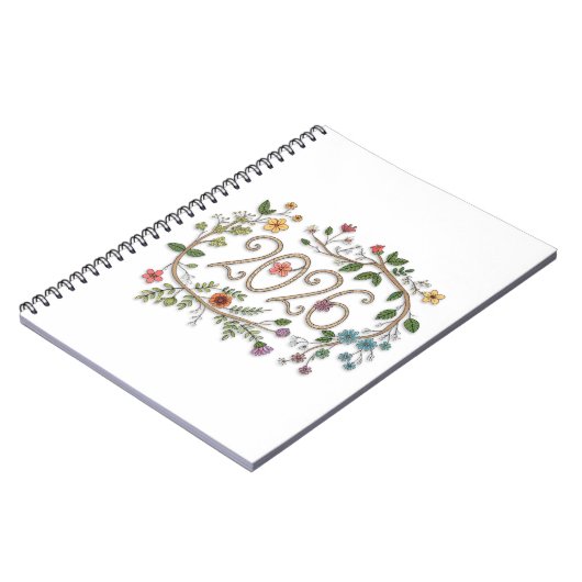 Botanical 2026 Typography with Flowering Vines Notizblock (Linke Seite)