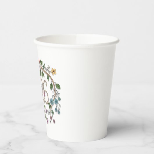 Botanical 2026 Typography with Flowering Vines  Pappbecher (Links)