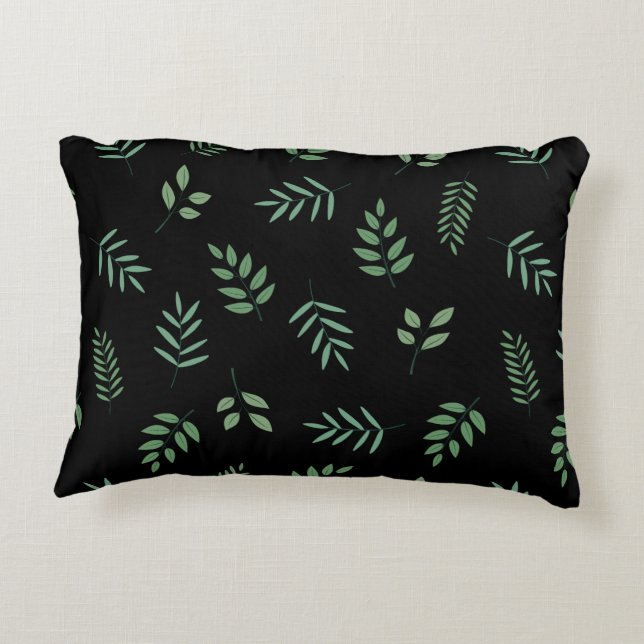 Botanical Accent Pillow – Leaf on Black Design Dekokissen (Rückseite)