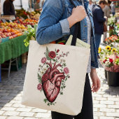 Botanical Anatomical Heart - Vintage Floral Design Tasche