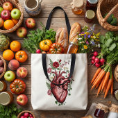 Botanical Anatomical Heart - Vintage Floral Design Tasche