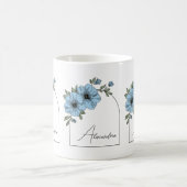 Botanical Arch Black Script Elegant Blue Floral Kaffeetasse (Mittel)