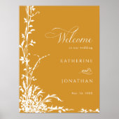 Botanical Arch Garden Amber Wedding Welcome Poster (Vorne)
