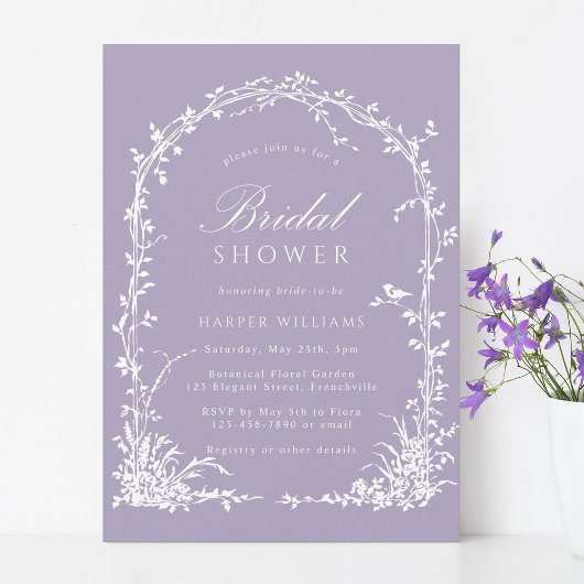 Botanical Arch Garden Lavender Bridal Shower Einladung