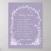 Botanical Arch Garden Lavender Wedding Timeline Poster (Vorne)