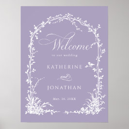  Botanical Arch Garden Lavender Wedding Welcome Poster