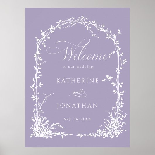  Botanical Arch Garden Lavender Wedding Welcome Poster (Vorne)