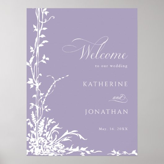 Botanical Arch Garden Lavender Wedding Welcome  Poster (Vorne)