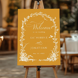 Botanical Arch Garden Wedding Amber Welcome  Poster