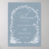 Botanical Arch Garden Wedding Dusty Blue Welcome  Poster (Vorne)
