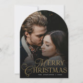 Botanical Arch Photo Gold Christmas Holiday Card Einladung (Vorderseite)