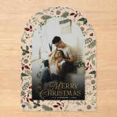 Botanical Arch Photo Merry Christmas Holiday Card Acryleinladungen (Vorderseite)