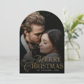 Botanical Arch Photo Red Christmas Holiday Card Einladung (Stehend Vorderseite)