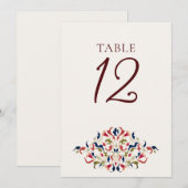 Botanical Art Floral Paisley Wedding Table Number Einladung (Vorne/Hinten)