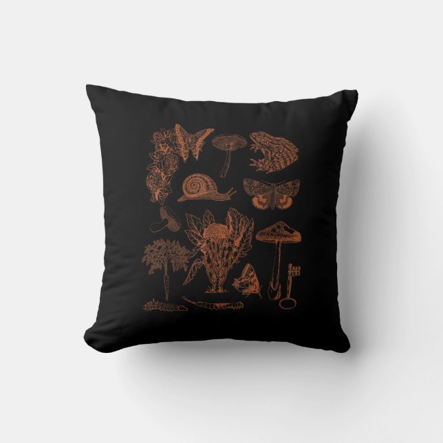 Botanical Art, Frog Fungi Goblincore Aesthetic Cot Kissen (Vorderseite)