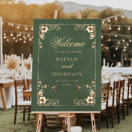 Botanical Art Nouveau Green Wedding Welcome