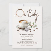 Botanical Baby is Brewing' Coffee Baby Shower Einladung (Vorderseite)