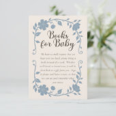 Botanical Baby Shower Book Request Card Blue Sage Begleitkarte (Stehend Vorderseite)