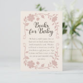 Botanical Baby Shower Book Request Card Blush Begleitkarte (Stehend Vorderseite)