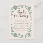 Botanical Baby Shower Book Request Card Sage Begleitkarte (Vorderseite)