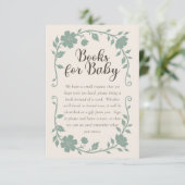 Botanical Baby Shower Book Request Card Sage Begleitkarte (Stehend Vorderseite)