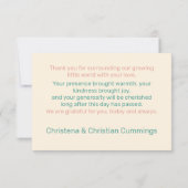 Botanical Baby Shower Dankeskarte (Rückseite)