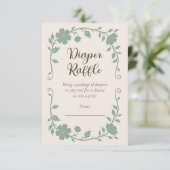 Botanical Baby Shower Diaper Raffle Sage Begleitkarte (Stehend Vorderseite)