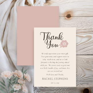 Botanical Baby Shower Thank You Card Blush Pink Dankeskarte