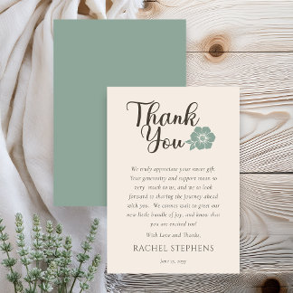 Botanical Baby Shower Thank You Card Sage Dankeskarte