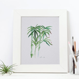Botanical Bamboo Greenery Watercolor  Poster